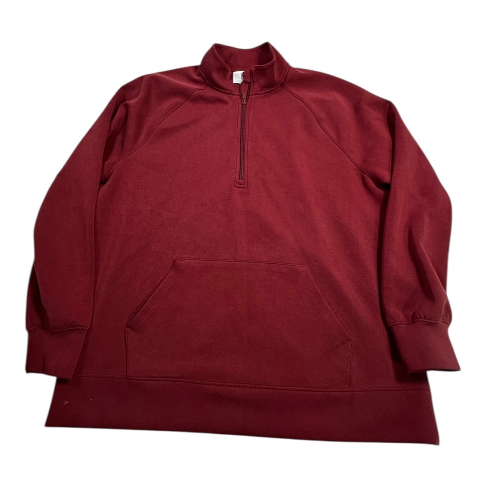 All In Motion Burgundy Red Quarter Zip Pullover Sweatshirt Fleece Lined‎ Size L